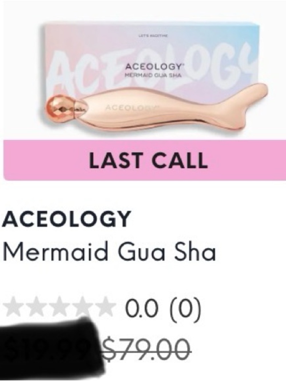 Aceology Mermaid Gua Sha Facial Massage Tool Rose Gold NEW!